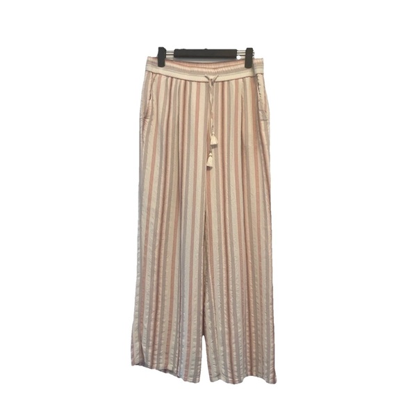 PAIGE Cream stripe lined pull on Pants Size M in Ecru Multi, pockets - Picture 9 of 9